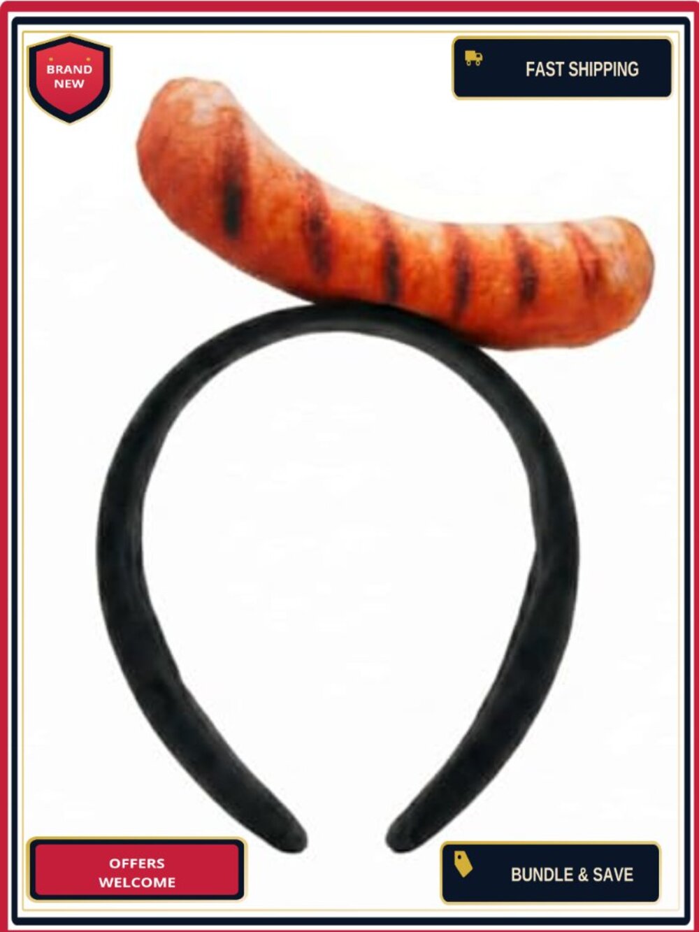 Novelty Hot Dog Costume Headband Funny Food Party Cosplay Headwear